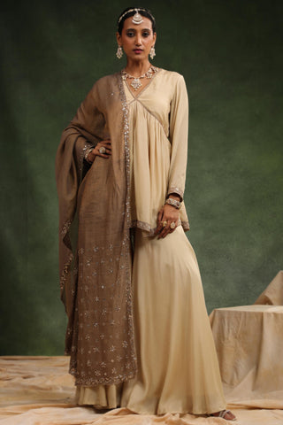 Beige maharani gharara set