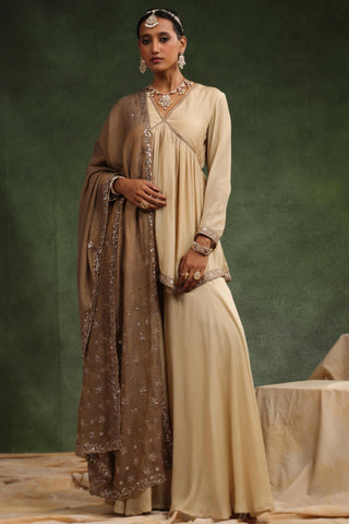 Beige maharani gharara set