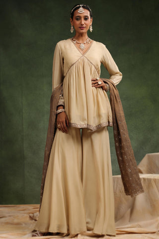 Beige maharani gharara set