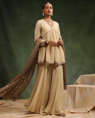 Beige maharani gharara set