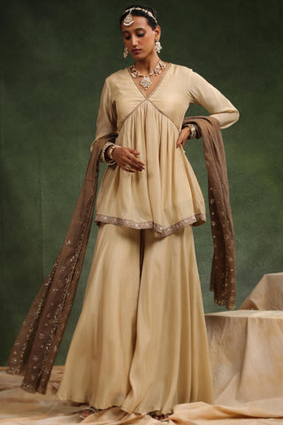 Beige maharani gharara set