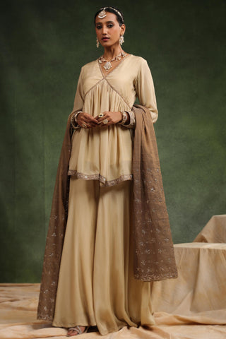 Beige maharani gharara set