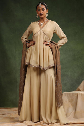 Beige maharani gharara set