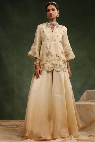 Beige classic sharara set