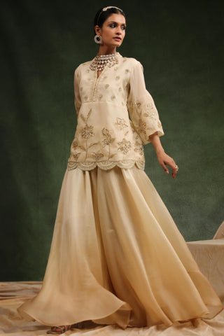 Beige classic sharara set