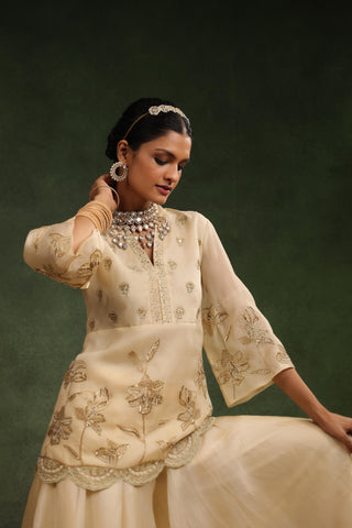 Beige classic sharara set