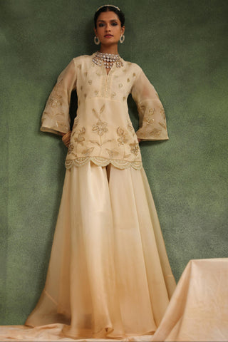 Beige classic sharara set