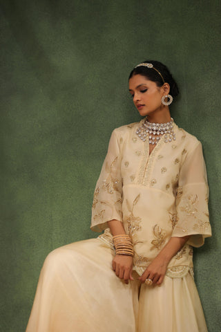 Beige classic sharara set