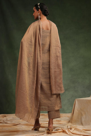 Brown tissue chanderi kurta set