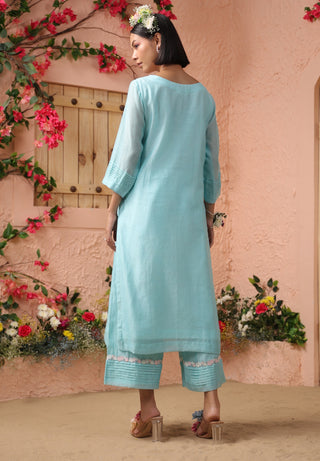 Blue pintuck kurta set