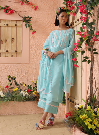 Blue pintuck kurta set