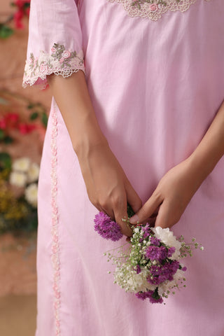 Pink cotton kurta and pant set