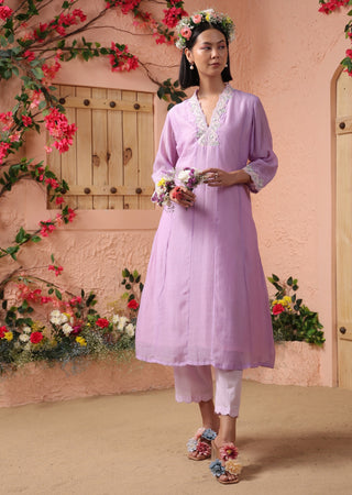 Lilac kalidar kurta set