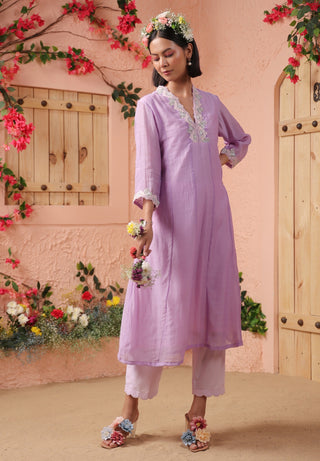 Lilac kalidar kurta set