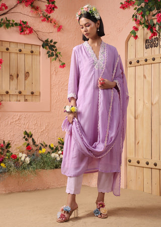 Lilac kalidar kurta set