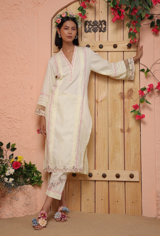 Lemon yellow a-line kurta and pant