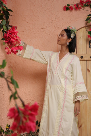 Lemon yellow a-line kurta and pant