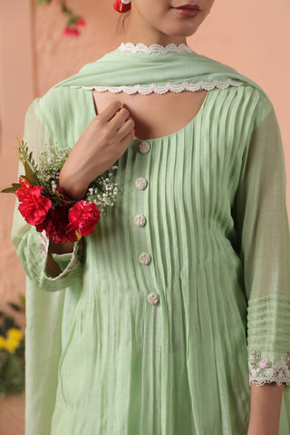 Pista green gathered kurta set