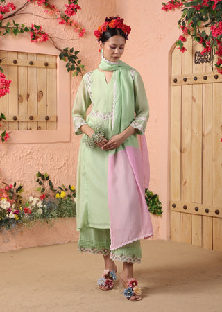 Pista green gathered kurta set