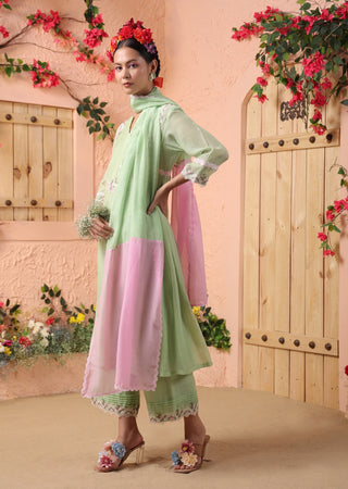 Pista green gathered kurta set