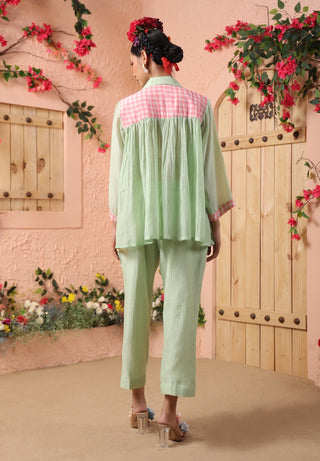 Pista green mul shirt and pant