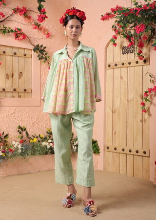 Pista green mul shirt and pant