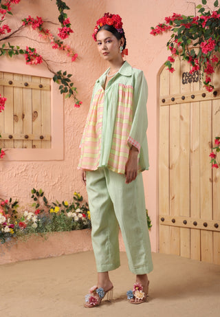 Pista green mul shirt and pant