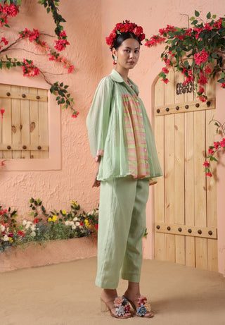 Pista green mul shirt and pant