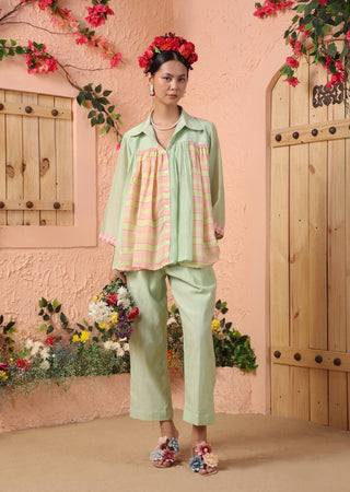 Pista green mul shirt and pant