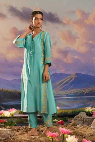 Blue A-lined kurta set