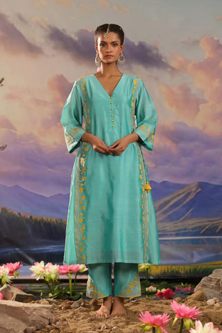 Blue A-lined kurta set