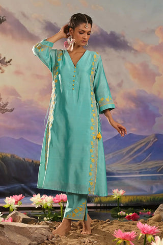 Blue A-lined kurta set