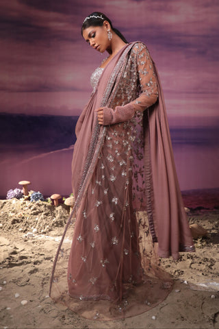 Dusty purple saree set