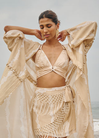 Feni kimono, bralette and wrap skirt