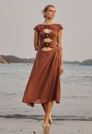 Flova coffee brown dress