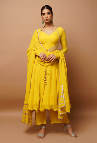 Yellow anarkali suit set