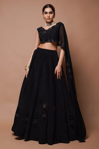 Black cutwork lehenga and blouse