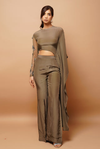 Dusky olive kaftan top and pant