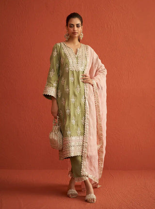 Mitthi sage green kurta set