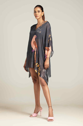 Grey ebony bikini with short kaftan