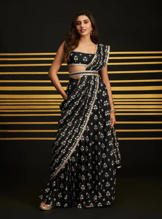 Sohneya black sari and blouse piece