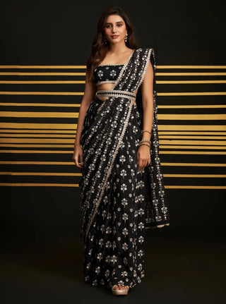 Sohneya black sari and blouse piece