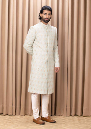 Fahad mint green sherwani set