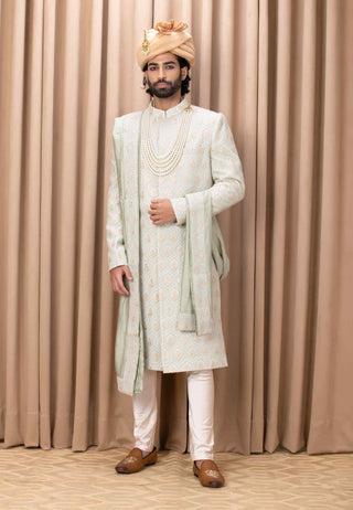 Fahad mint green sherwani set