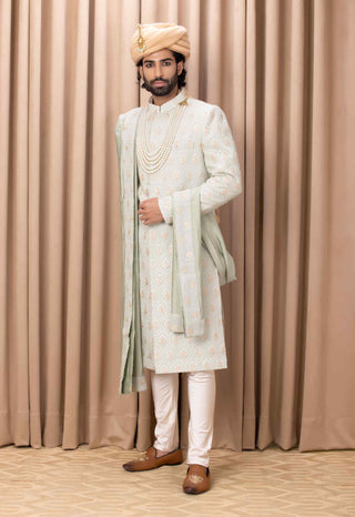 Fahad mint green sherwani set