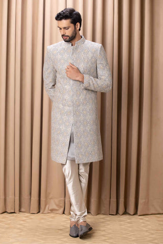 Shah rhino gray sherwani set