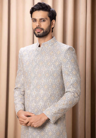 Shah rhino gray sherwani set