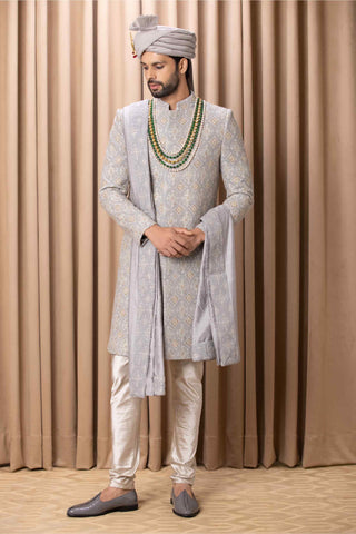 Shah rhino gray sherwani set