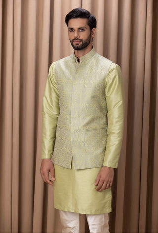 Fahad mint green bandi set