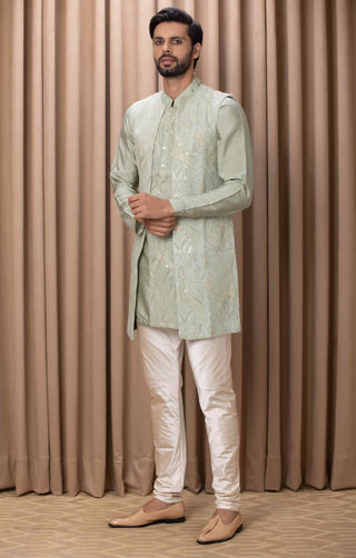 Javed mint green bandi set